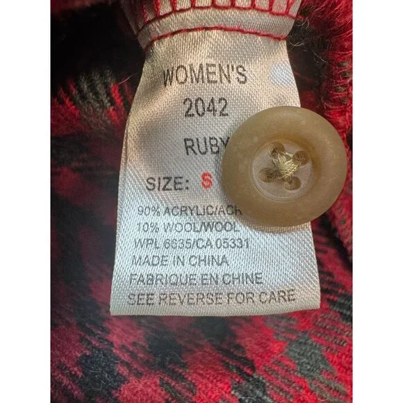 Woolrich Wome's Zip Up Cardigan Shirt Jacket Long Sleeve Size S Red Black Plaid - Picture 4 of 10